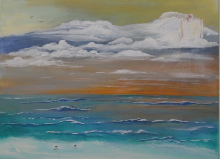 Seascape with God in the Clouds